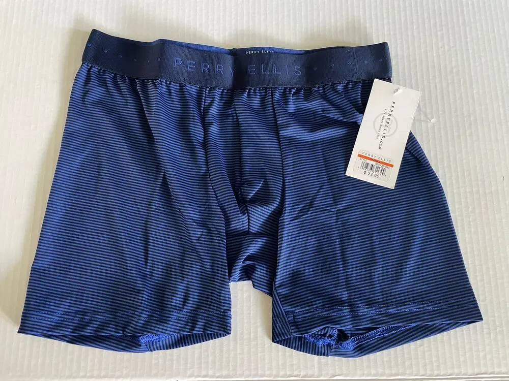 Perry Ellis blue and black boxer briefs lounge underwear size S NWT